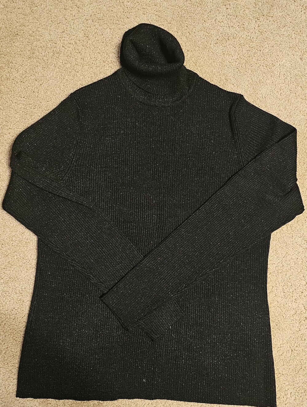 Worthington Women's Black Turtleneck Sweater - Classic Rib Knit With Sparkle. XL